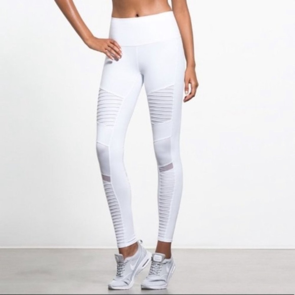 ALO YOGA white mesh leggings